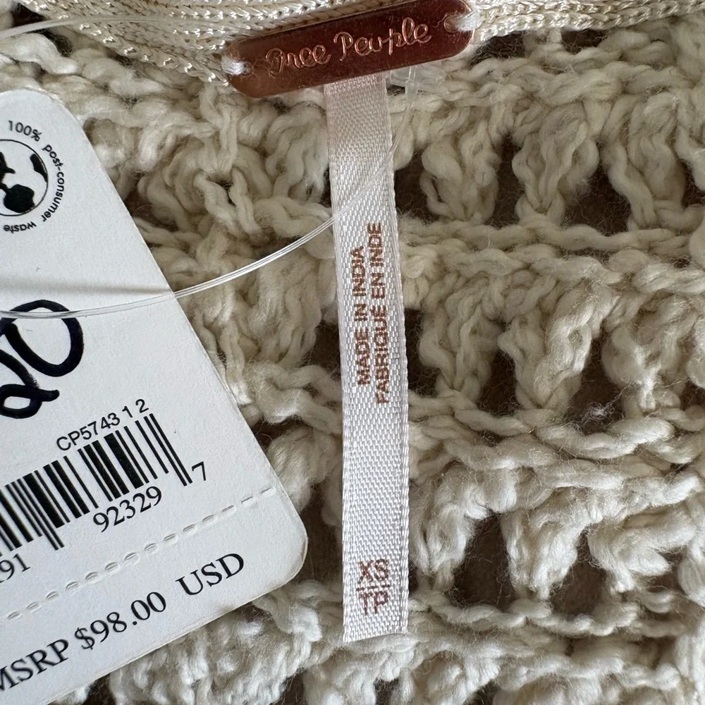 Free People Cream V-Neck Sweater - Picture 5 of 5